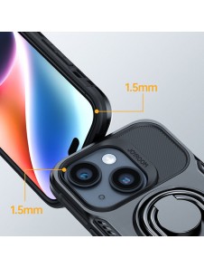 Joyroom Dual Hinge case for iPhone 14 armored case with a stand and a ring holder black