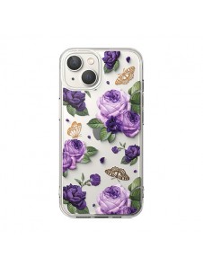 Ringke Fusion Design Armor Case Cover with Gel Frame for iPhone 14 transparent (Purple rose)