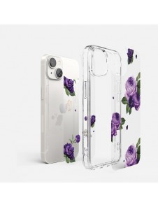 Ringke Fusion Design Armor Case Cover with Gel Frame for iPhone 14 transparent (Purple rose)