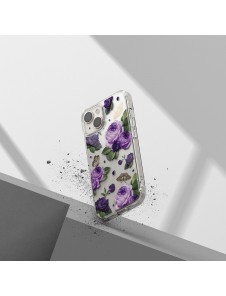 Ringke Fusion Design Armor Case Cover with Gel Frame for iPhone 14 transparent (Purple rose)