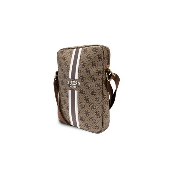 Guess PU 4G Printed Stripes Tablet Bag 10" Brown