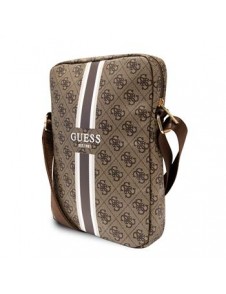 Guess PU 4G Printed Stripes Tablet Bag 10" Brown