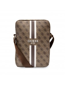 Guess PU 4G Printed Stripes Tablet Bag 10" Brown