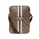Guess PU 4G Printed Stripes Tablet Bag 10" Brown