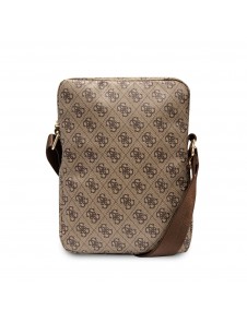 Guess PU 4G Printed Stripes Tablet Bag 10" Brown