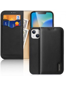 Dux Ducis Hivo Leather Flip Cover Genuine Leather Wallet for Cards and Documents iPhone 14 Black