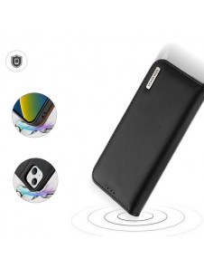Dux Ducis Hivo Leather Flip Cover Genuine Leather Wallet for Cards and Documents iPhone 14 Black