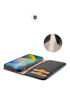 Dux Ducis Hivo Leather Flip Cover Genuine Leather Wallet for Cards and Documents iPhone 14 Black