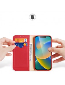 Dux Ducis Hivo Leather Flip Cover Genuine Leather Wallet for Cards and Documents iPhone 14 Red