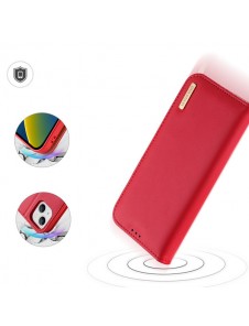 Dux Ducis Hivo Leather Flip Cover Genuine Leather Wallet for Cards and Documents iPhone 14 Red