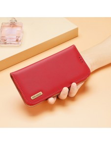 Dux Ducis Hivo Leather Flip Cover Genuine Leather Wallet for Cards and Documents iPhone 14 Red
