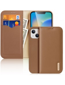 Dux Ducis Hivo Leather Flip Cover Genuine Leather Wallet for Cards and Documents iPhone 14 Brown