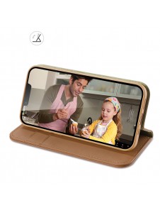 Dux Ducis Hivo Leather Flip Cover Genuine Leather Wallet for Cards and Documents iPhone 14 Brown