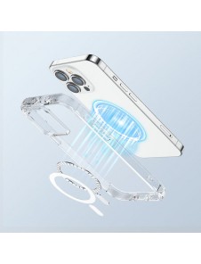 Joyroom Magnetic Defender Case for iPhone 14 Armored Case with Hooks Stand Clear