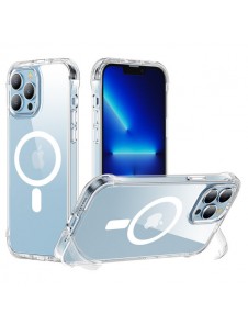 Joyroom Magnetic Defender Case for iPhone 14 Armored Case with Hooks Stand Clear