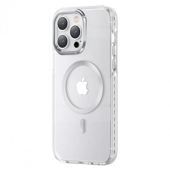 Kingxbar PQY Ice Crystal Series magnetic case for iPhone 14 MagSafe silver