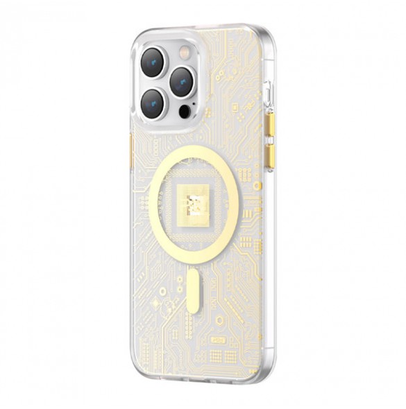 Kingxbar PQY Geek Series magnetic case for iPhone 14 MagSafe gold