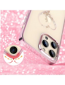 Kingxbar Wish Series case for iPhone 14 decorated with pink crystals