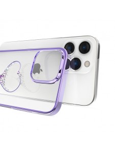 Kingxbar Wish Series case for iPhone 14 decorated with crystals purple