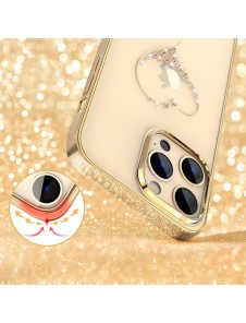 Kingxbar Wish Series case for iPhone 14 decorated with golden crystals