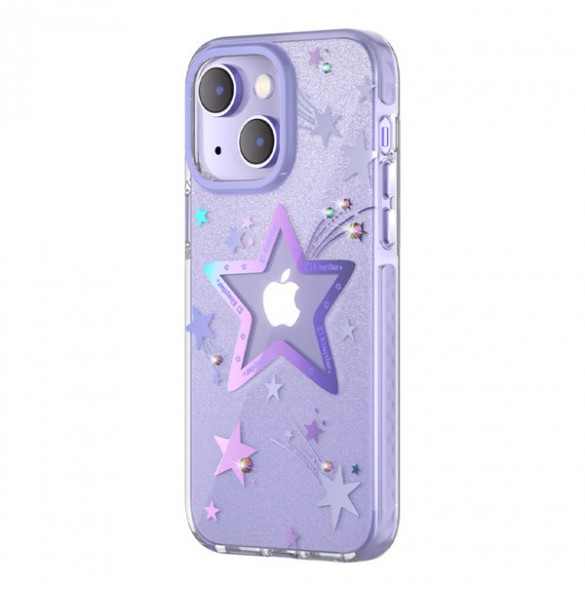 Kingxbar Heart Star Series case for iPhone 14 purple star case