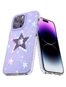 Kingxbar Heart Star Series case for iPhone 14 purple star case