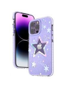 Kingxbar Heart Star Series case for iPhone 14 purple star case