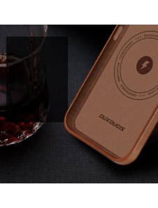 Dux Ducis Naples case for iPhone 14 magnetic leather case MagSafe brown