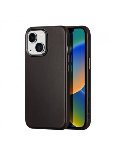 Dux Ducis Naples case for iPhone 14 leather cover dark brown