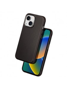 Dux Ducis Naples case for iPhone 14 leather cover dark brown