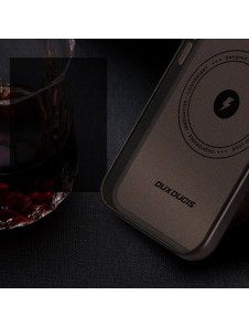 Dux Ducis Naples case for iPhone 14 leather cover dark brown