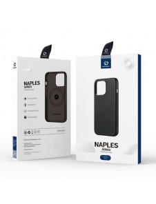 Dux Ducis Naples case for iPhone 14 leather cover dark brown