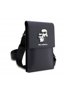 Karl Lagerfeld Saffiano Metal Logo NFT Wallet Phone Bag Black