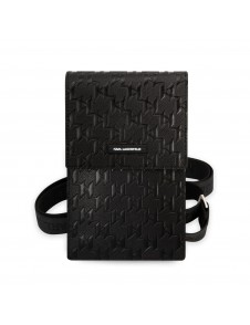 Karl Lagerfeld Saffiano Monogram Wallet Phone Bag Black