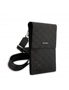 Karl Lagerfeld Saffiano Monogram Wallet Phone Bag Black