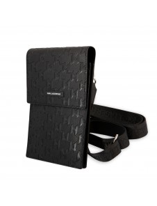 Karl Lagerfeld Saffiano Monogram Wallet Phone Bag Black