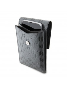 Karl Lagerfeld Saffiano Monogram Wallet Phone Bag Silver