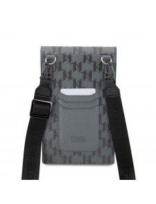 Karl Lagerfeld Saffiano Monogram Wallet Phone Bag Silver