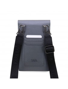 Karl Lagerfeld Saffiano Metal Logo NFT Wallet Phone Bag Silver
