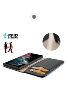 Dux Ducis Hivo case Samsung Galaxy S23 Ultra cover with flip wallet stand RFID blocking black
