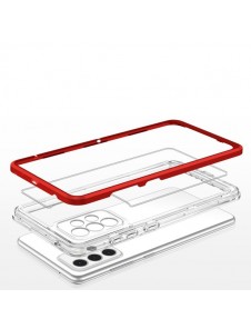 Clear 3in1 case for Samsung Galaxy A14 silicone cover with frame red