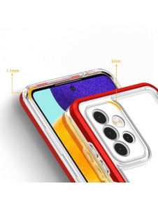 Clear 3in1 case for Samsung Galaxy A14 silicone cover with frame red
