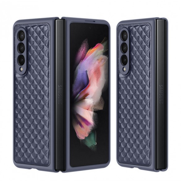 Dux Ducis Venice Leather Case for Samsung Galaxy Z Fold 3 Genuine Leather Cover Blue