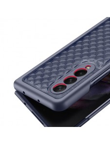Dux Ducis Venice Leather Case for Samsung Galaxy Z Fold 3 Genuine Leather Cover Blue