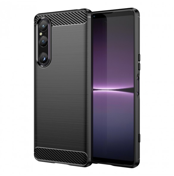 Carbon Case cover for Sony Xperia 1 V flexible silicone carbon cover black