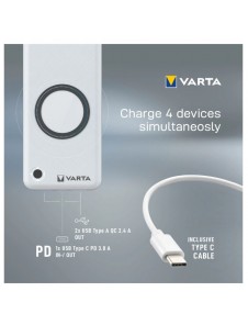 VARTA Portable Wireless Powerbank 20000mAh Silver
