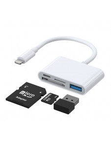 Joyroom HUB multifunctional OTG Lightning adapter - USB 3.2 Gen 1 (3.0, 3.1 Gen 1) / SD, TF / Lightning card reader white