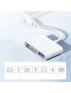 Joyroom HUB multifunctional OTG Lightning adapter - USB 3.2 Gen 1 (3.0, 3.1 Gen 1) / SD, TF / Lightning card reader white
