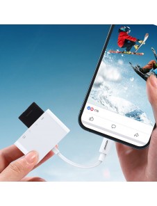 Joyroom HUB multifunctional OTG Lightning adapter - USB 3.2 Gen 1 (3.0, 3.1 Gen 1) / SD, TF / Lightning card reader white