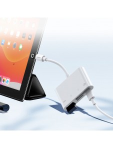 Joyroom HUB multifunctional OTG Lightning adapter - USB 3.2 Gen 1 (3.0, 3.1 Gen 1) / SD, TF / Lightning card reader white